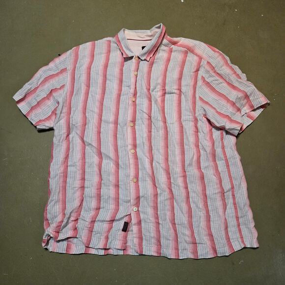Tommy Bahama 100% Linen Short Sleeve Pink Striped Button Up Shirt Men's Size XLX - Picture 1 of 5